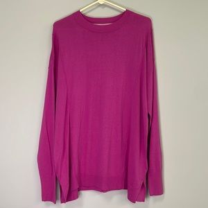 Isaac Mizrahi Live Pink crew neck cotton long sleeve sweater Women's Medium